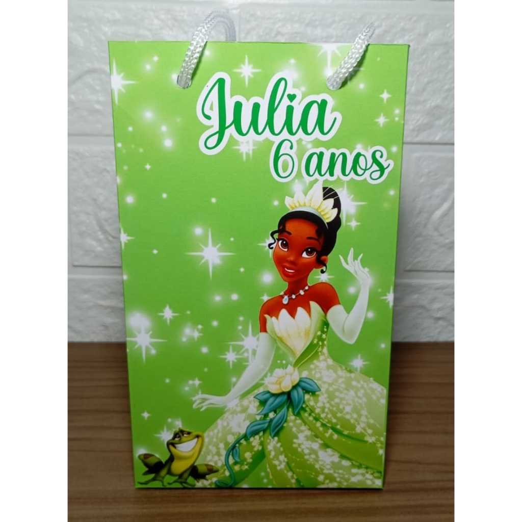 kit Sacolinha Personalizada Princesa Tiana para Lembrancinhas Festa Infantil