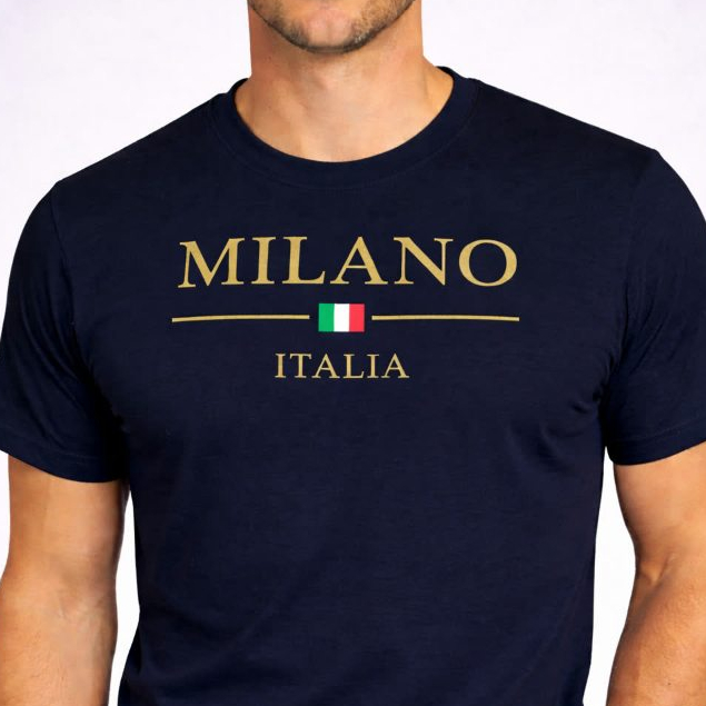 Camiseta Masculina Milano 100% Algodao Premium Camisa Regular Estampada