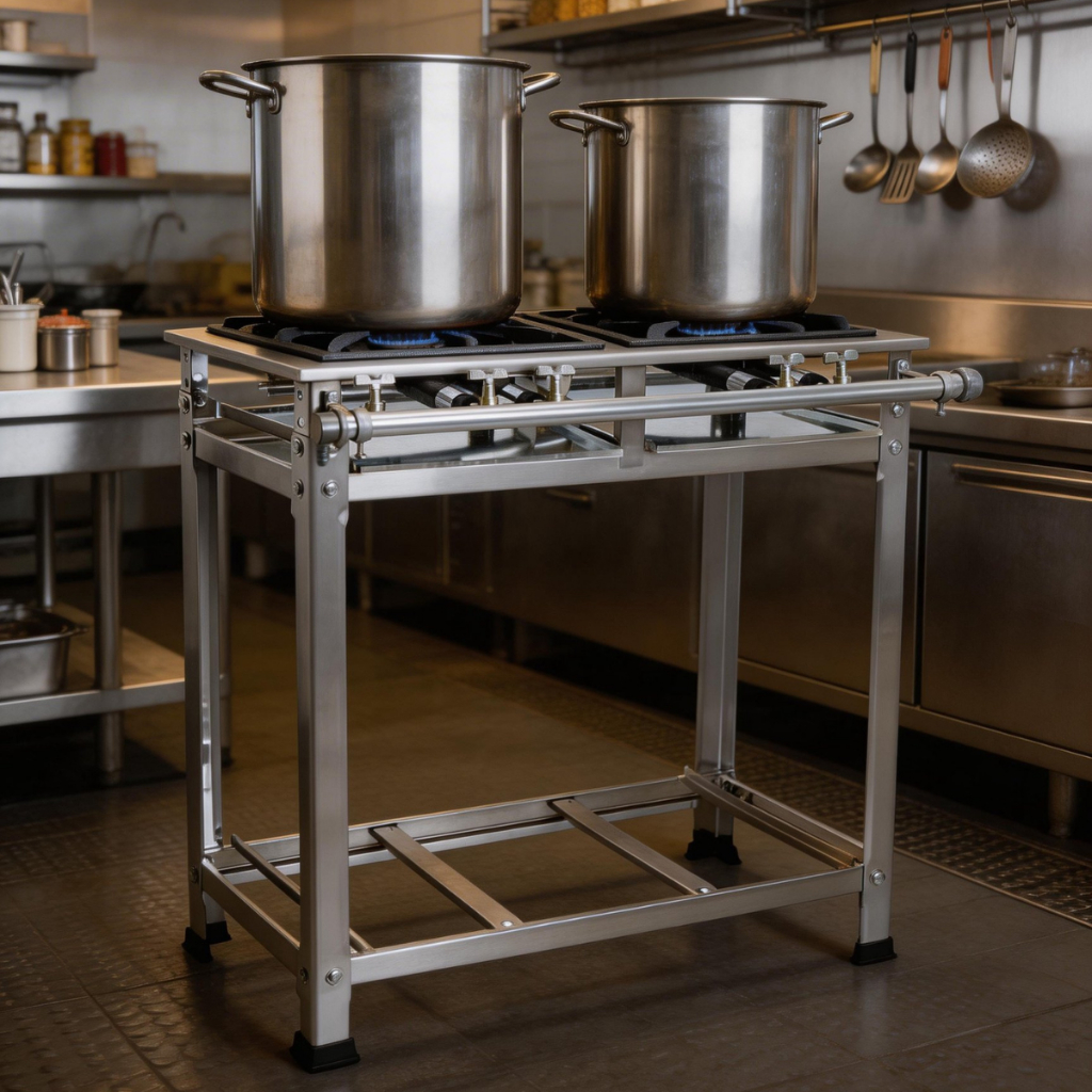 Fogão Industrial 2 Bocas Baixa Pressão Aço Inox Profissional Restaurante Cozinha Comercial Reforçado