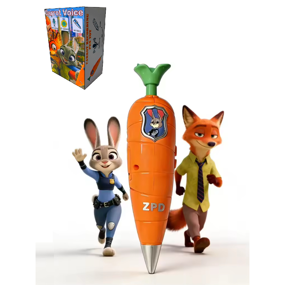 Caneta Com Gravador Voz Brinquedo Infantil Zootopia Cenoura