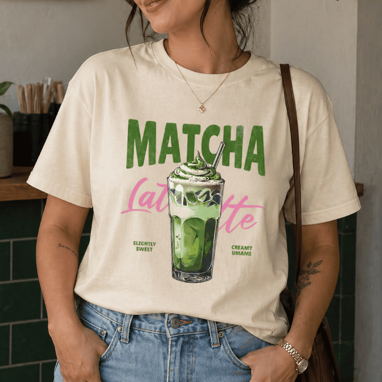 Camisa Camiseta Feminina Oversized Blusa Matcha Japão Algodão Leve Confortável Tendencia Lançamento