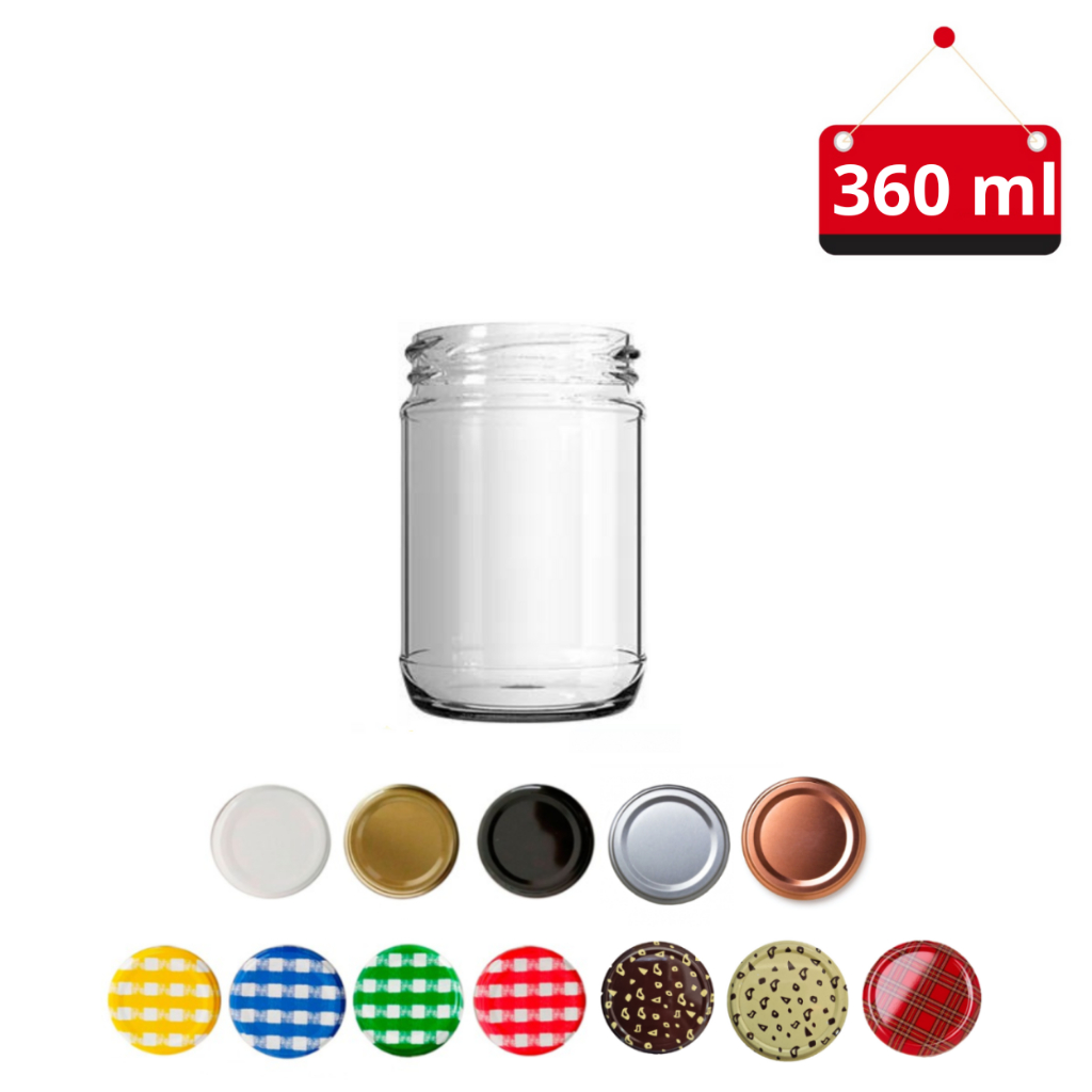 60 Un. Pote de vidro Andino 360 ml sextavado com tampa e lacre