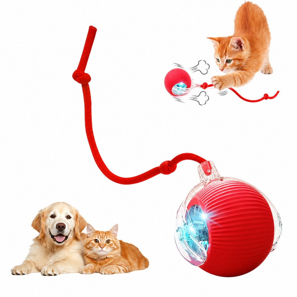 Brinquedo Interativo Pet Bola com Corda e Ventosa Som Anti Tédio para Cães e Gatos Resistente