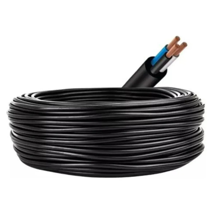Cabo PP Fio Flexível 3x4mm Com 1 Metros Extensão Preto
