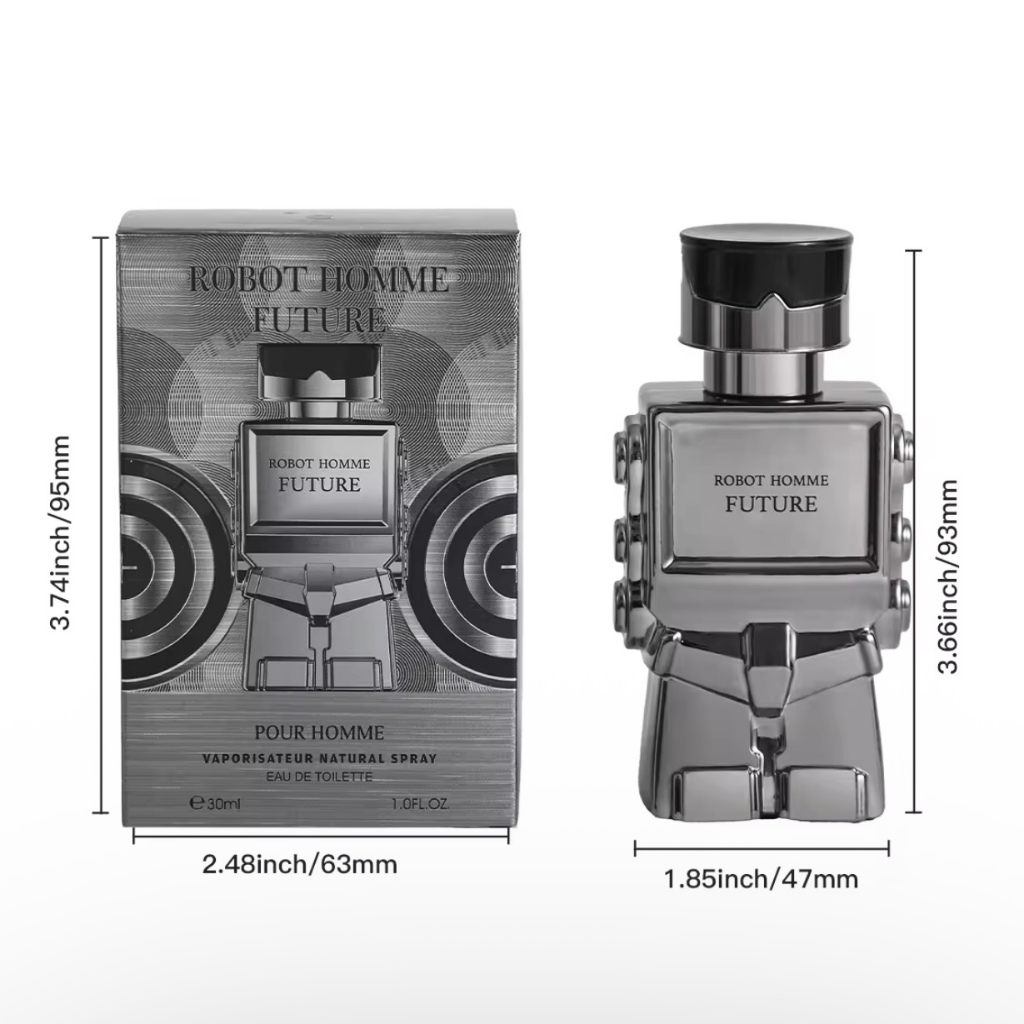 Perfume Masculino 30ml | Aroma Amadeirado Moderno | Frasco Estilo Robô