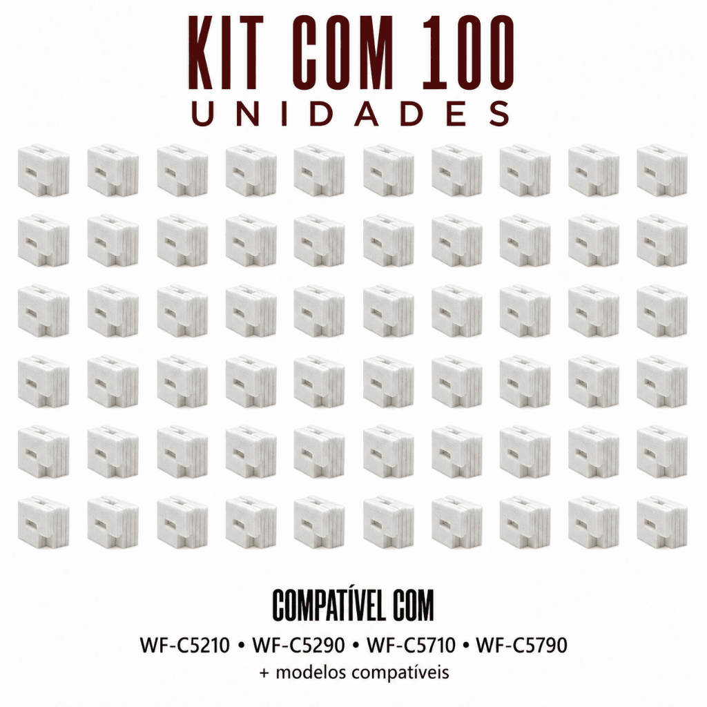 Kit 100 Feltro Almofada Epson T6716 T671600 Sem Chip WF-C5210 C5290 C5710 C5790 M5299 M5799