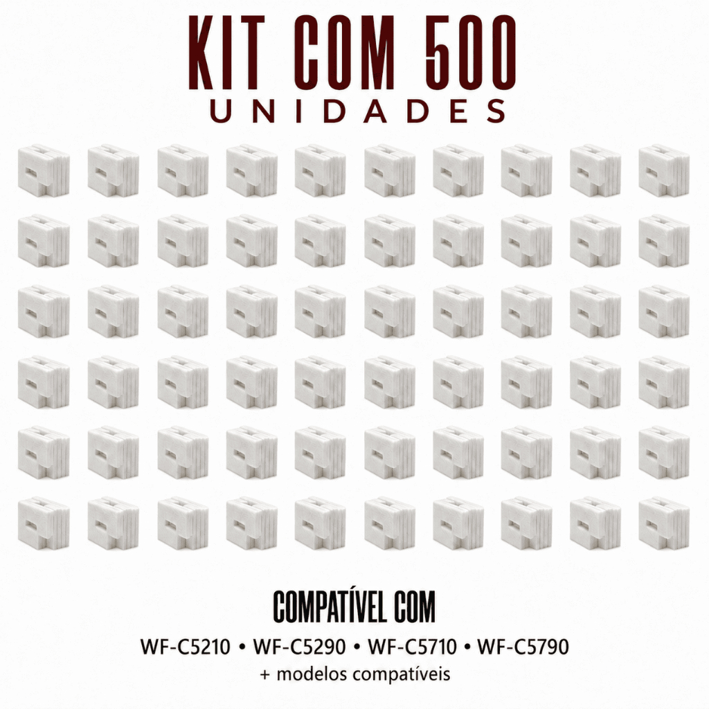 Kit 500 Feltro Almofada Epson T6716 T671600 Sem Chip WF-C5210 C5290 C5710 C5790 M5299 M5799