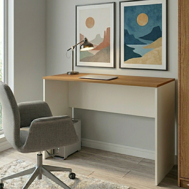 Mesa para Computador Escrivaninha Home Office Multiuso Quarto Escritório Star Flip Off White Freijó