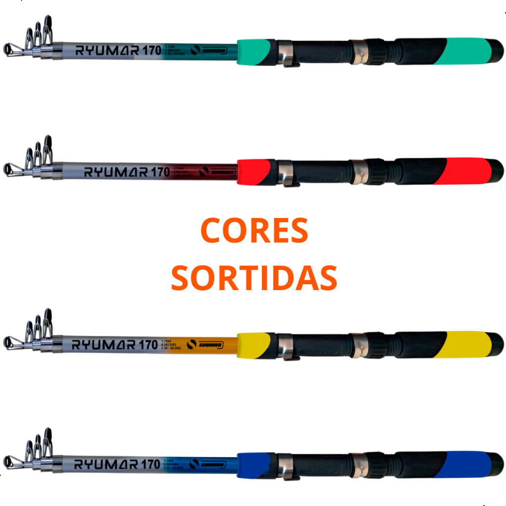 Vara De Pesca Telescópica 1,70m P/ Molinete Ryumar Summer Fibra De Vidro Leve E Resistente Pesca Iniciante · foto 2