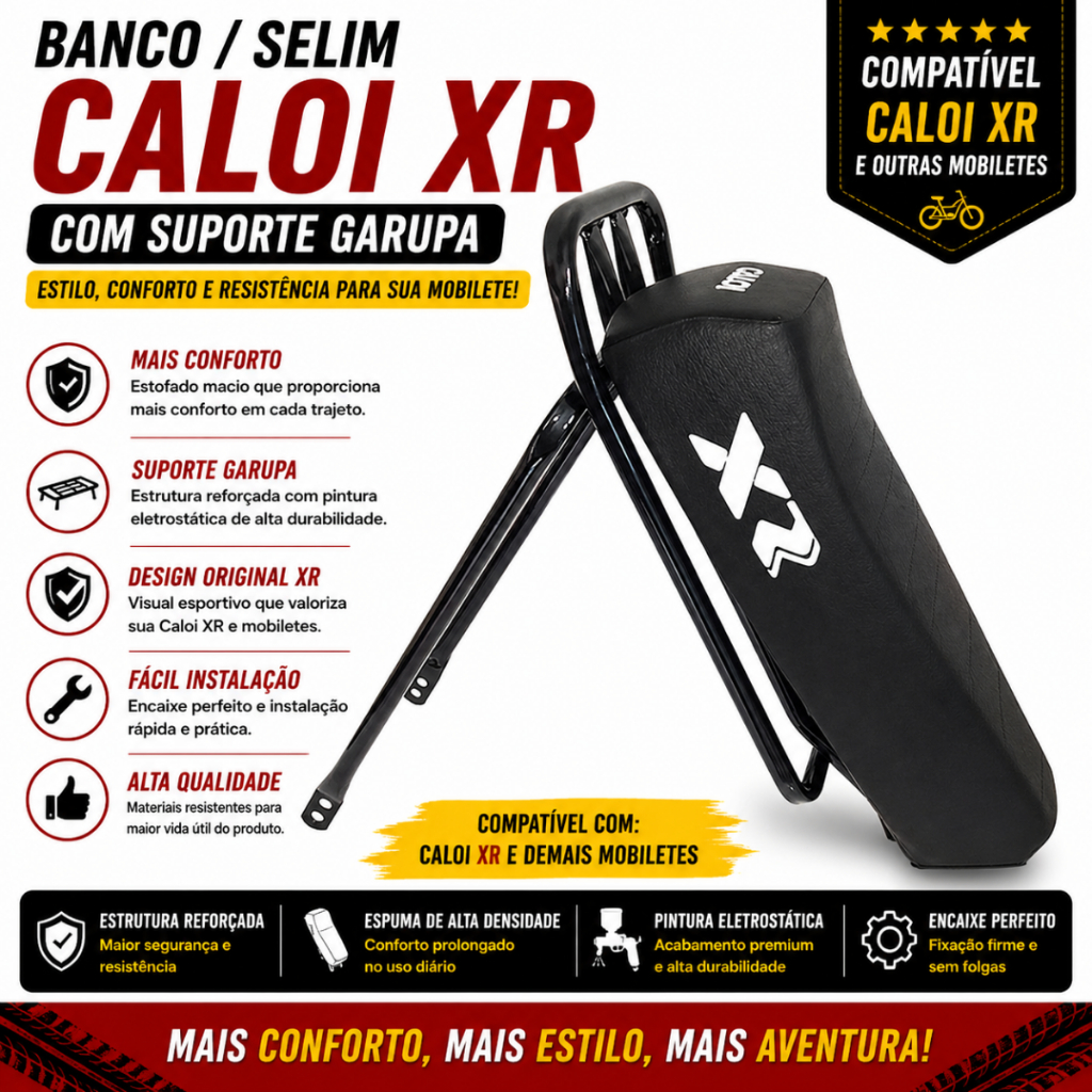 BANCO MOBILETE SELIM C/ SUPORTE GARUPA BICICLETA CALOI XR
