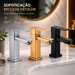 Torneira De Banheiro Lavabo Luxo Inox Preta 1/2 Cuba