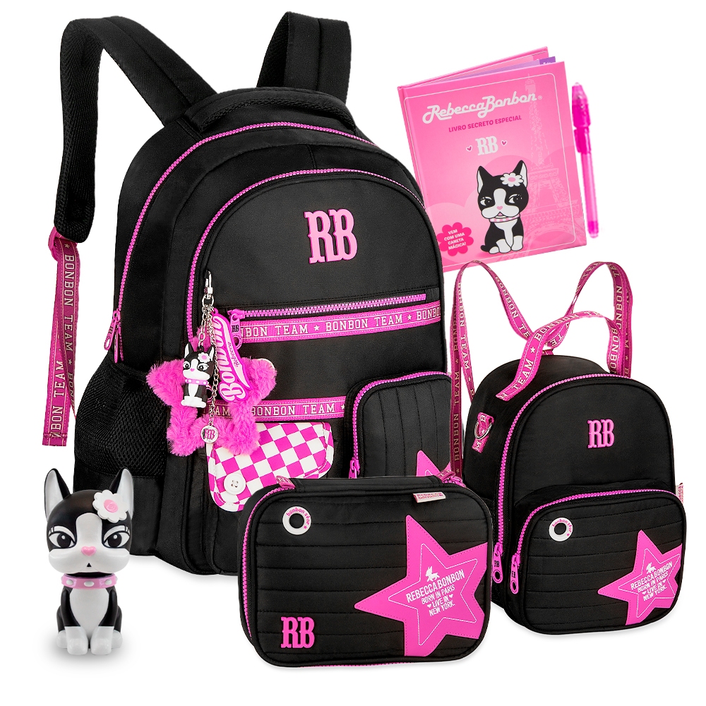 KIT Mochila Estojo Box Grande Lancheira Térmica Rebecca Bonbon RB Coleção 2026 Clio Feminina Juvenil