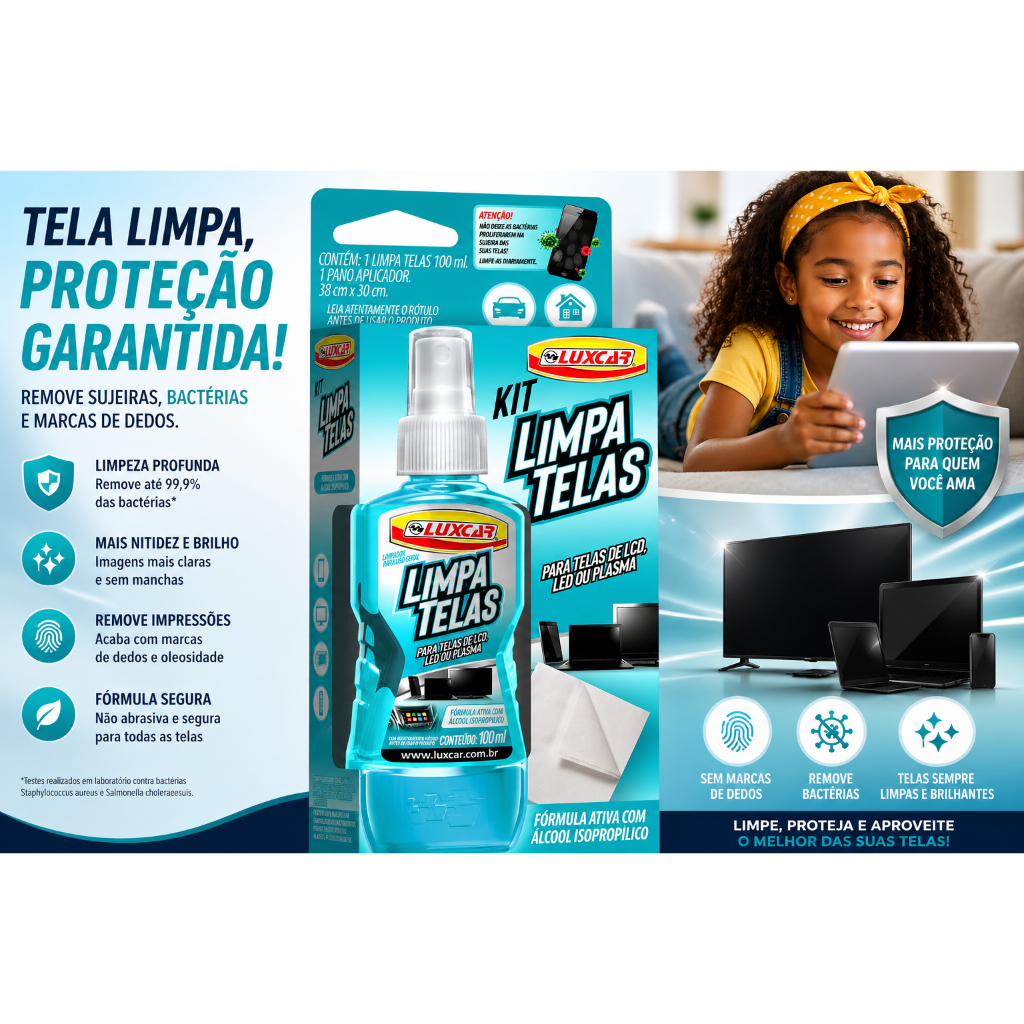 Kit Limpa Telas Fórmula Ativa com Álcool Isopropílico