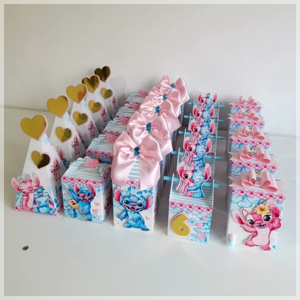 kit caixinha personalizada stitch e angel-lembrancinha personalizada-festa personalizada-papelaria personalizada