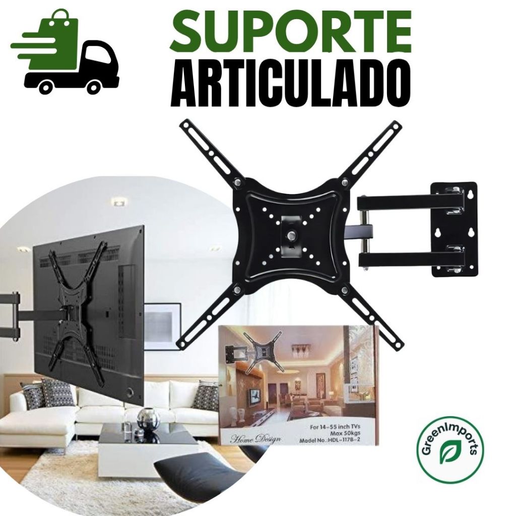 Suporte de TV Articulado 14\50 Polegas Universal para Parede Sala e Quarto Inclinável Giratório Reforçado Painel Monitor