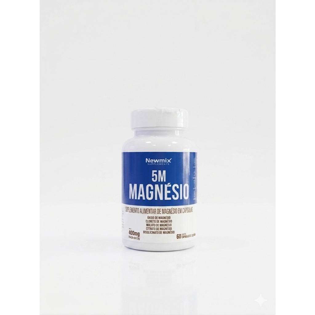 5M Magnésio 700mg - 60 Cápsulas - Óxido, Cloreto, Malato, Citrato, Bisglicinato