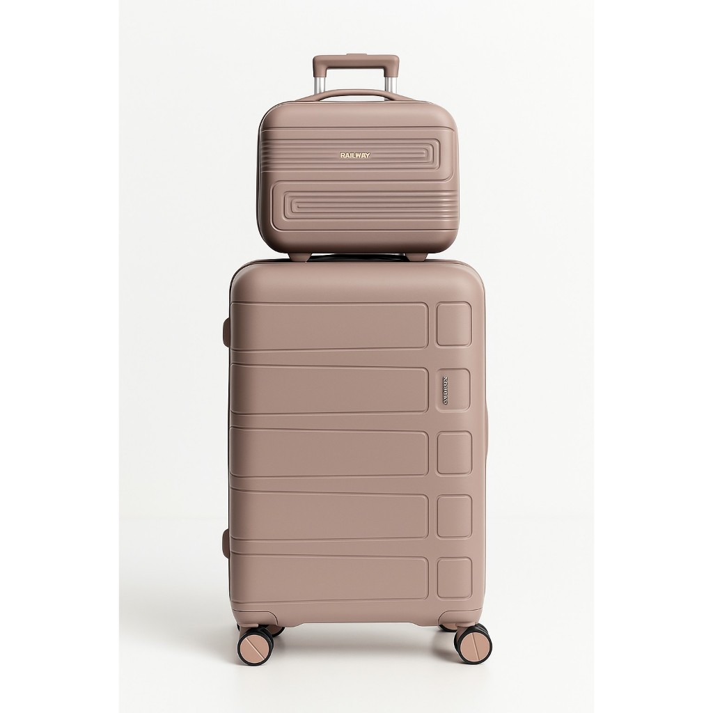Kit Mala de Viagem 23kg + Frasqueira Polipropileno Média Rodas 360 Cadeado TSA Reforçada Despacho