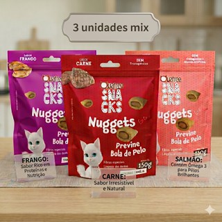 Petisco Snack Quatree Gatos Nuggets Bola de Pelo 150g kit 3 unidades