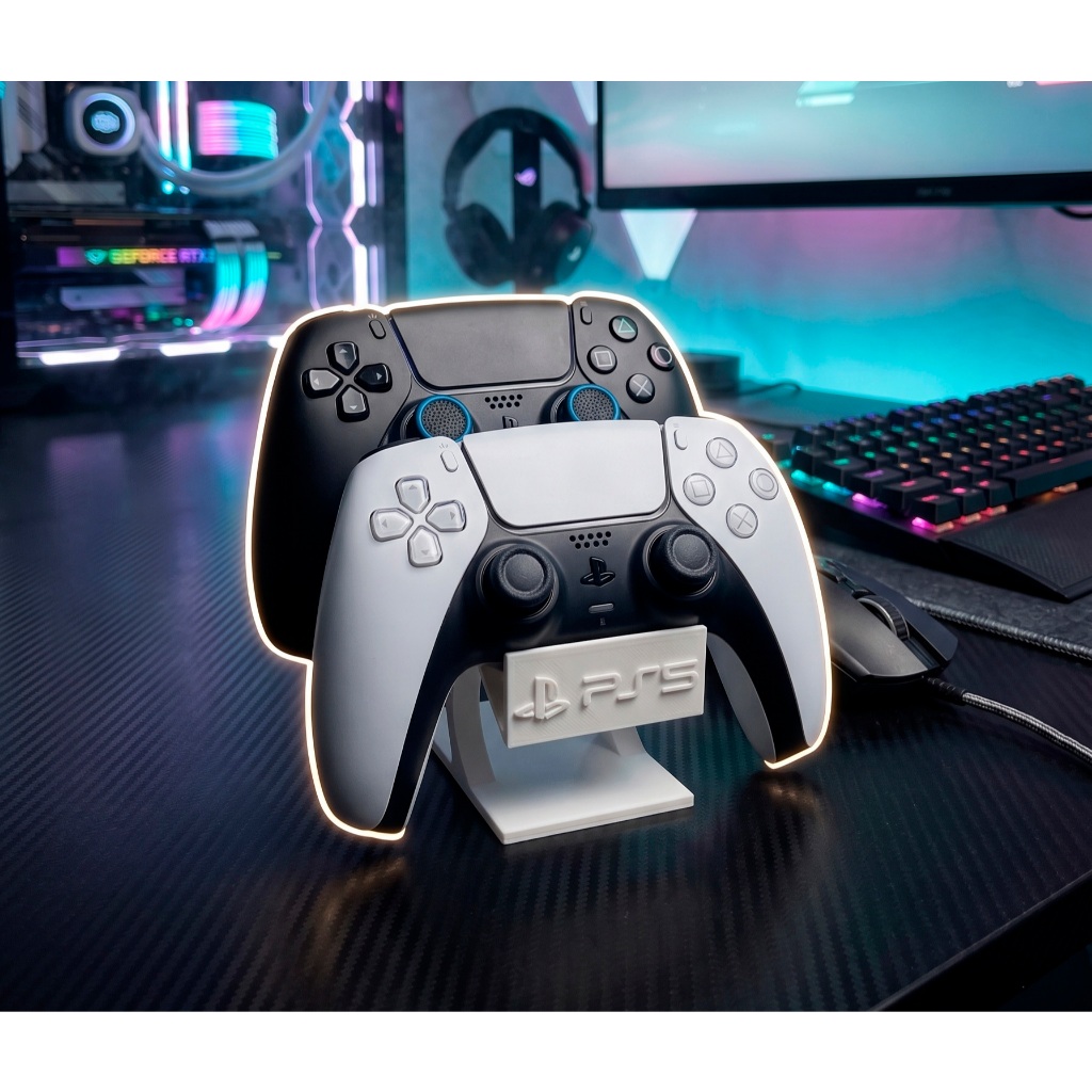 Suporte de Mesa Gamer Duplo - Porta Controles do PS5 Dualsense / PS4 Dualshock