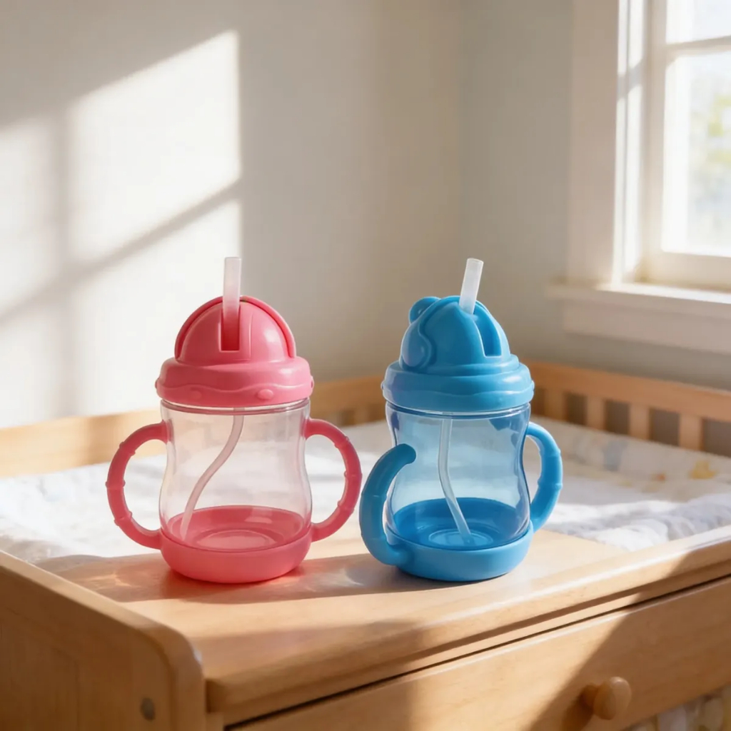 Garrafa Copo Infantil Canudo De Silicone Alça 280 ML