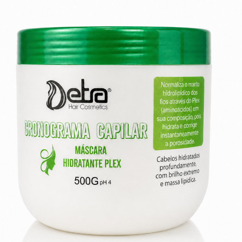 Máscara Hidratação Plex  Cronograma Capilar 500g  Detra Hair Cosmeticos