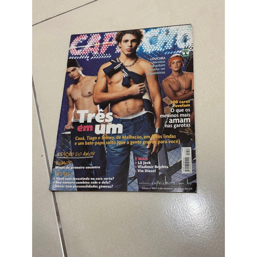 Revista Capricho N°896 Cauã Raymond Tiago E Sidney Ano 2002 (com pôster)
