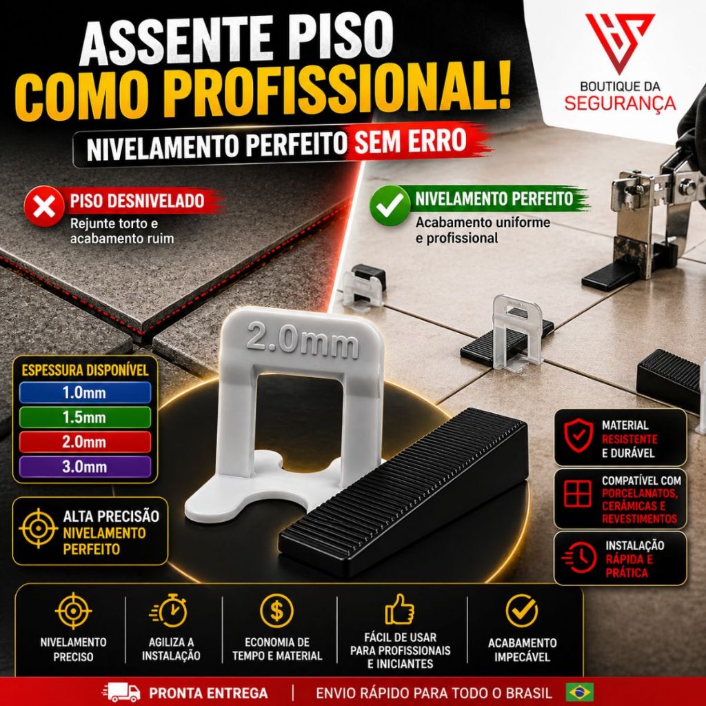 Kit Espaçador Nivelador 1000 + 120 Cunhas Piso Porcelanato Ceramica
