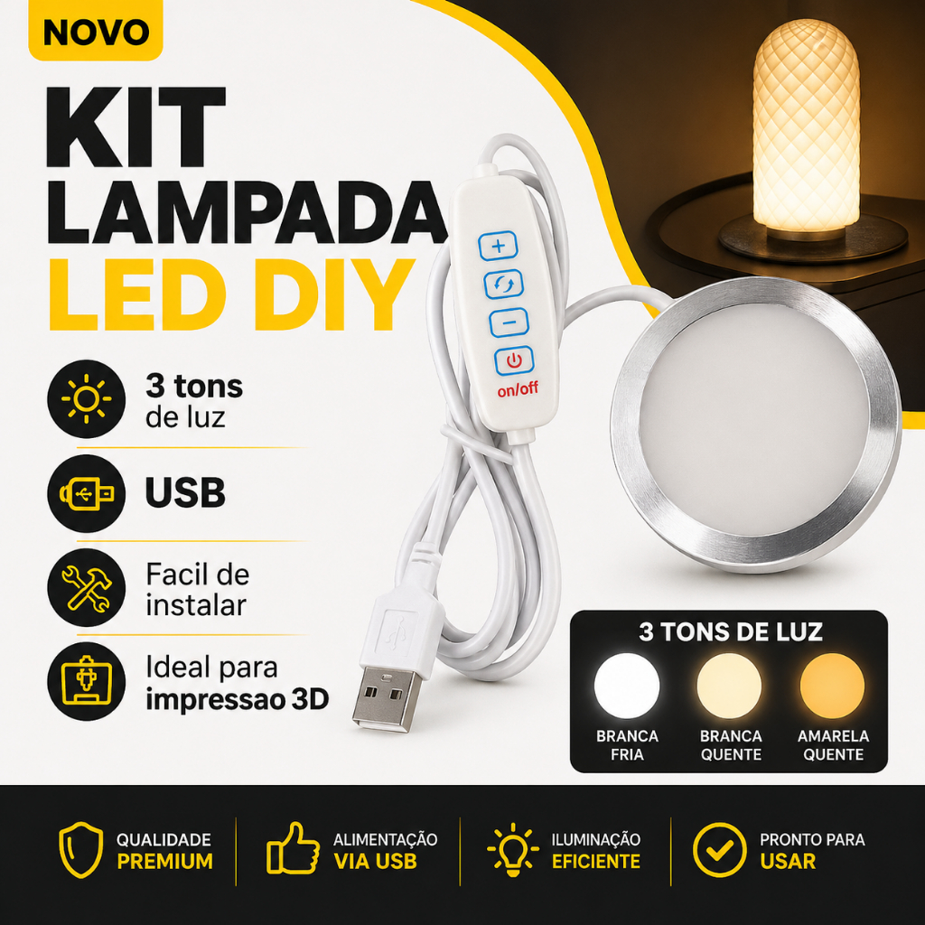 Kit LED 001 Bambu Lab 5V USB para Impressão 3D Iluminação DIY para Projetos Personalizados