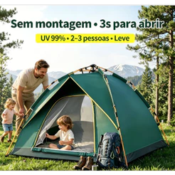 Barraca de Camping 3/4 Pessoas com Varanda Grande - Impermeável para Acampamento na Praia