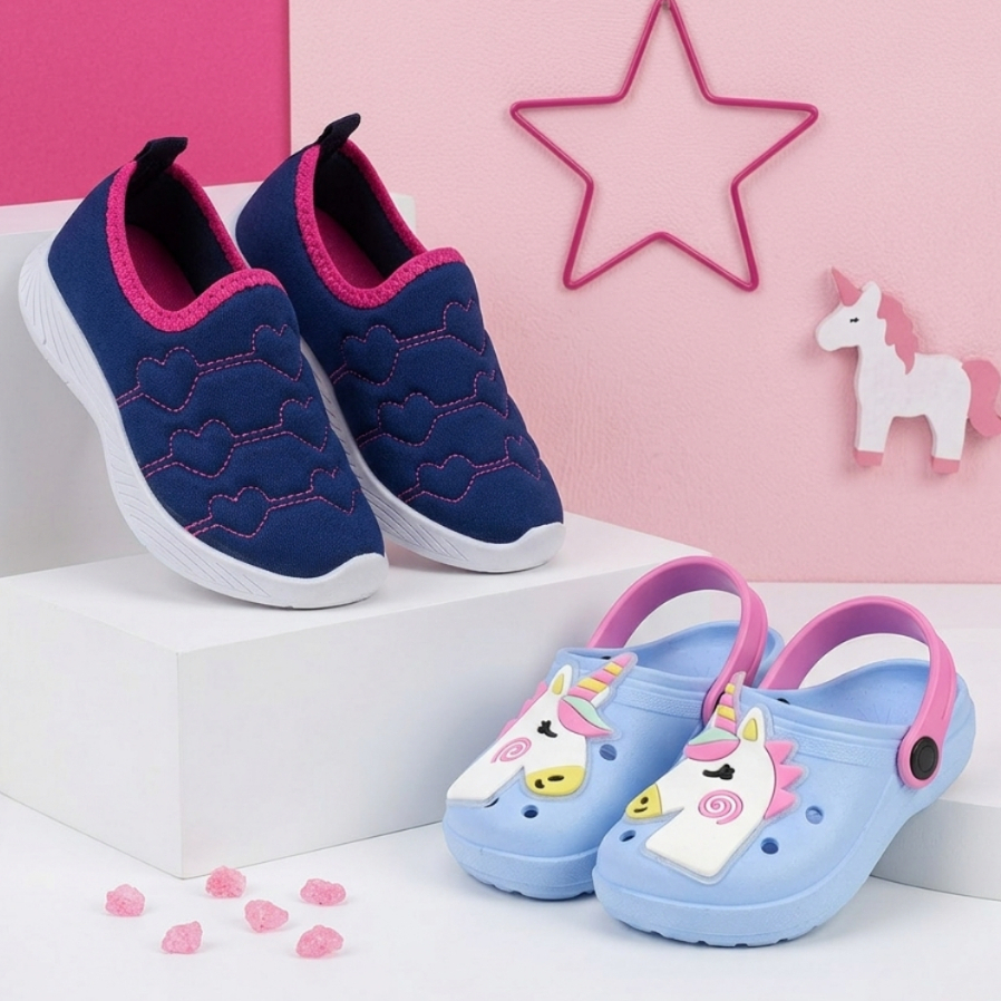 Kit Tênis Infantil Feminino + Sandália Babuche Infantil Menina Varias Cores Macio e Confortável