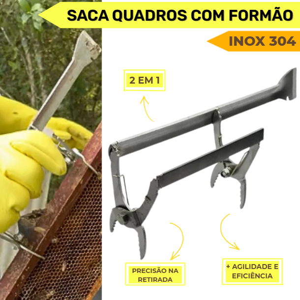 Saca Quadros com Formão Inox Reforçado Apicultura Colmeia Caixa de Abelhas Pegador Caixilhos