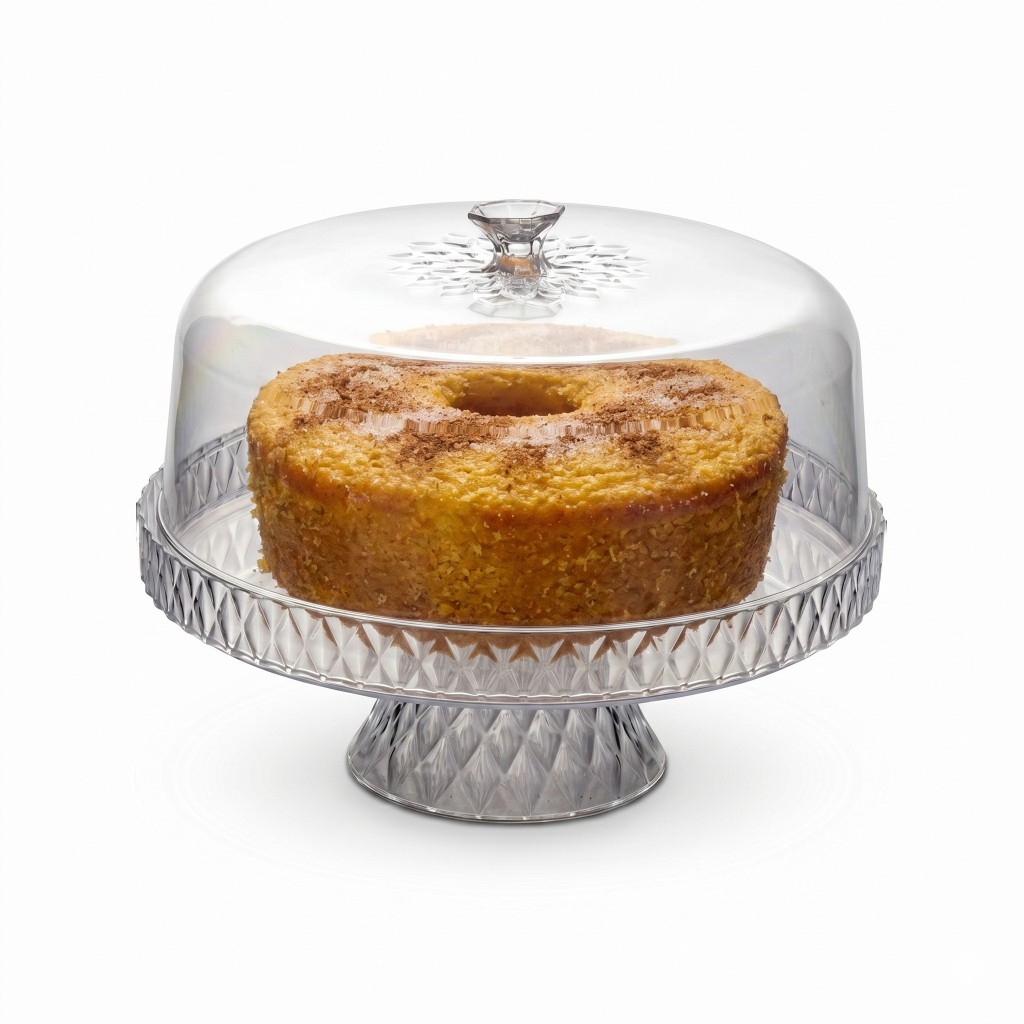 Boleira De Plástico Com Tampa e Pé Prato Para Bolo Torta Com Borda Petisqueira Transparente Plasútil