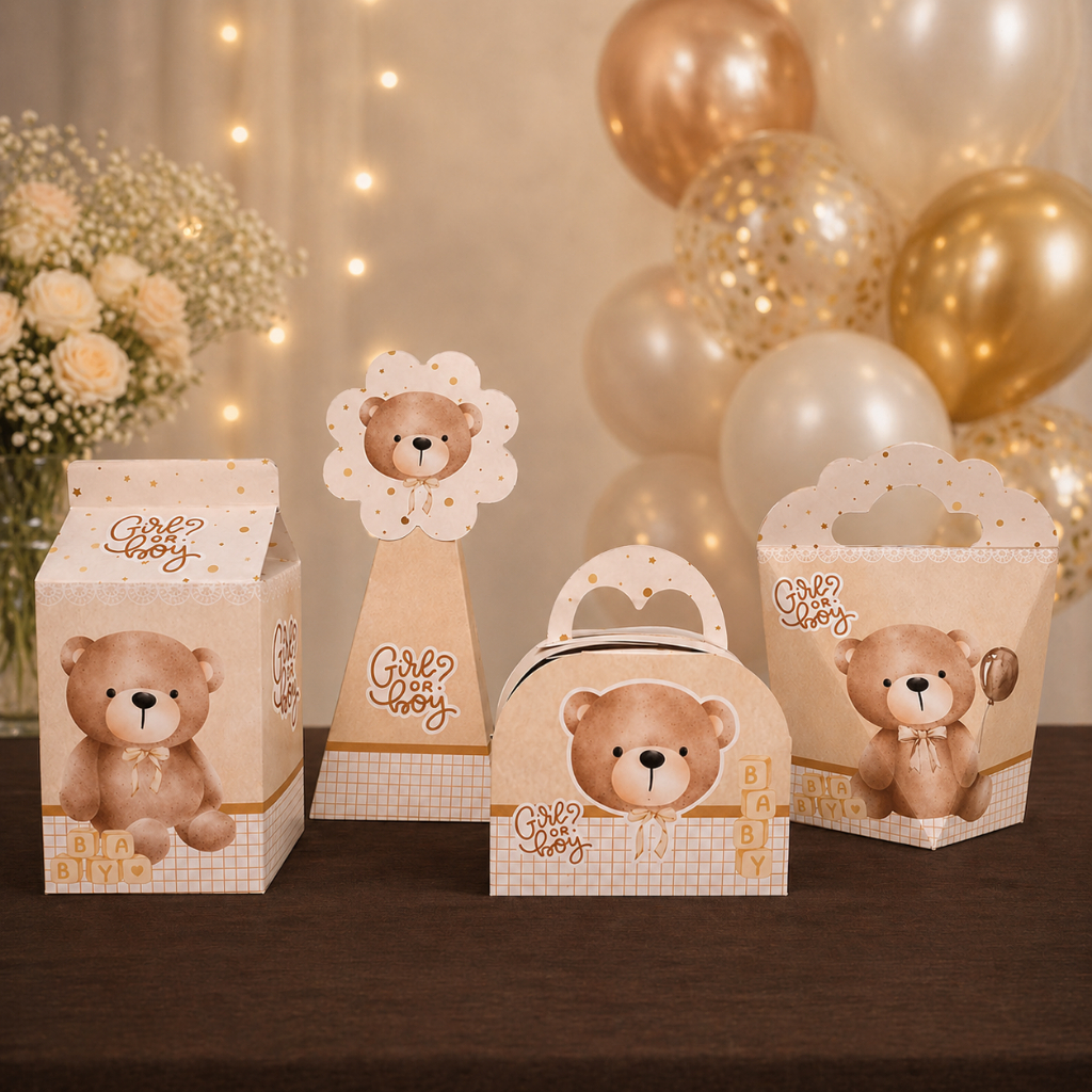 Kit Festa Caixas Chá Revelação/Lembrancinhas Personalizadas/Caixinhas Decoradas Chá de Bebê Infantil