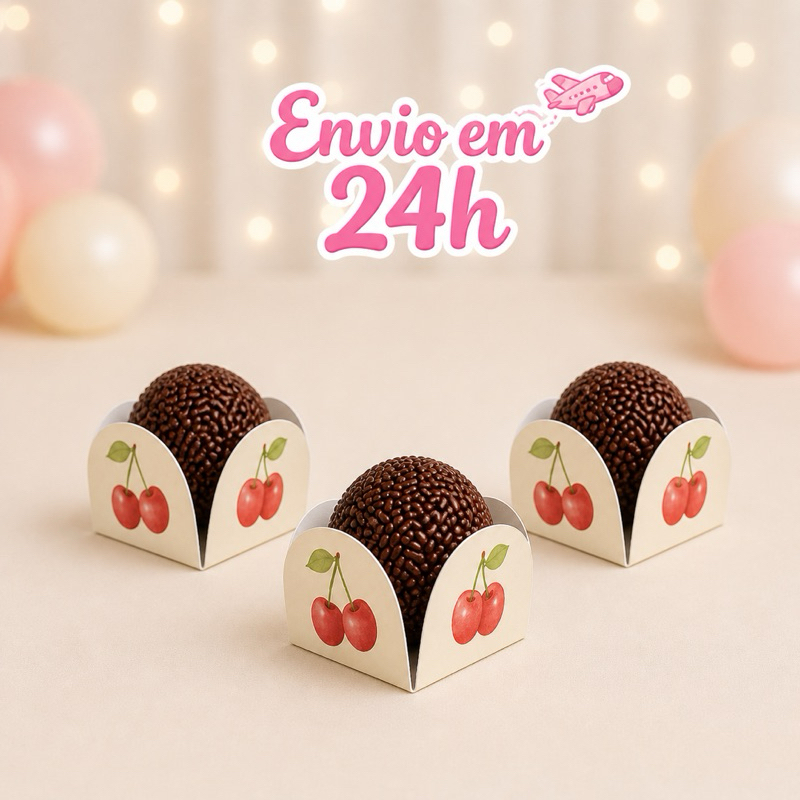 Forminha de doces Cerejinha- Cereja CLEAN BEGE/ Lembrancinha, aniversário, personalizado no tema( ENVIO IMEDIATO)