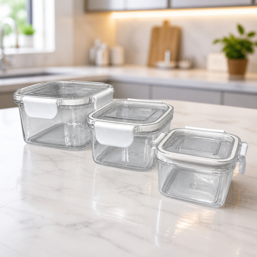 Kit 3 Potes Herméticos 60ml 160ml 380ml Porta Alimentos Temperos Geladeira Cozinha Organização