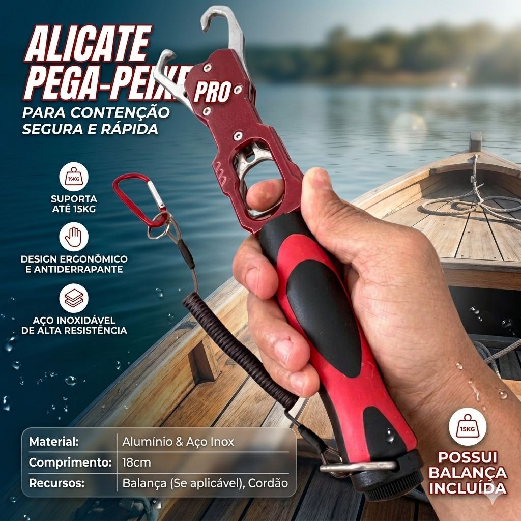 Alicate De Contenção Pesca Pega-peixe - Com Balança 18kg Pesca