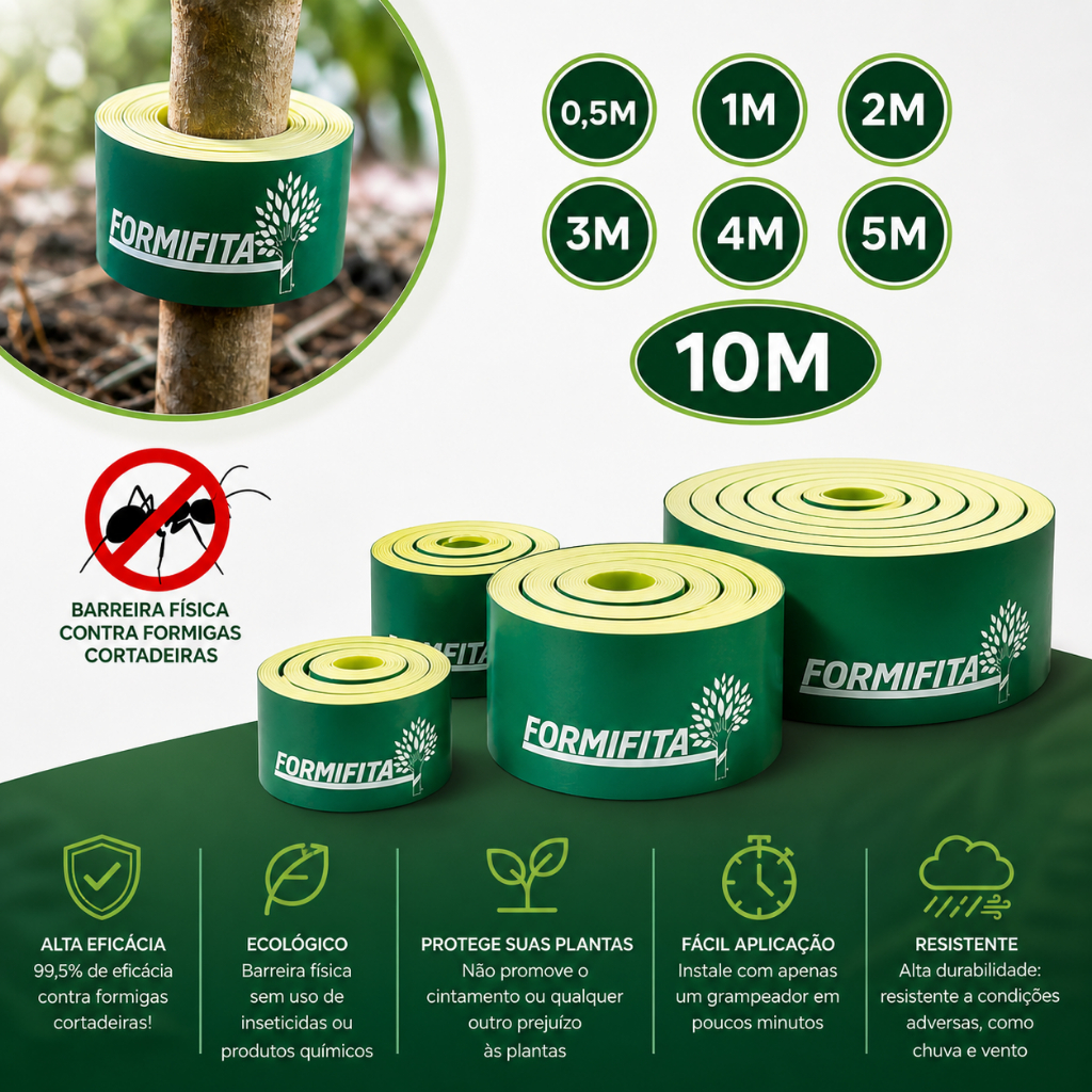 50cm a 10 metros - Formifita Barreira Ecológica Contra Formiga Cortadeira