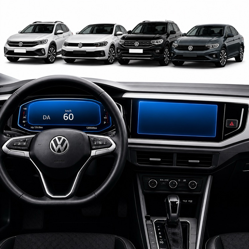 Kit Película Automotiva Para Volkswagen Central Multimídia Protetora Carro Nivus Virtus Jetta T Cross