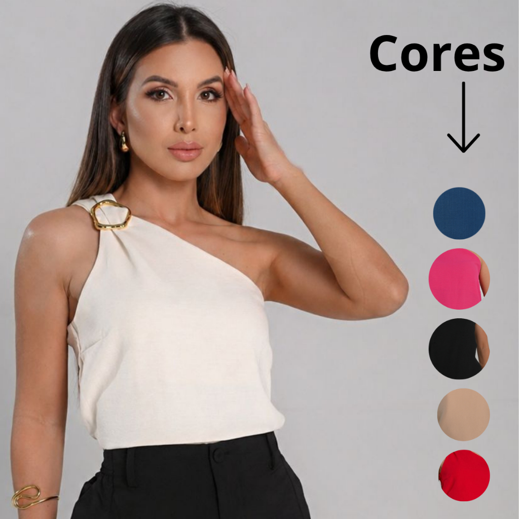 Blusa Feminina Estilosa Nula Manga Forrada Argola Alça Dunas