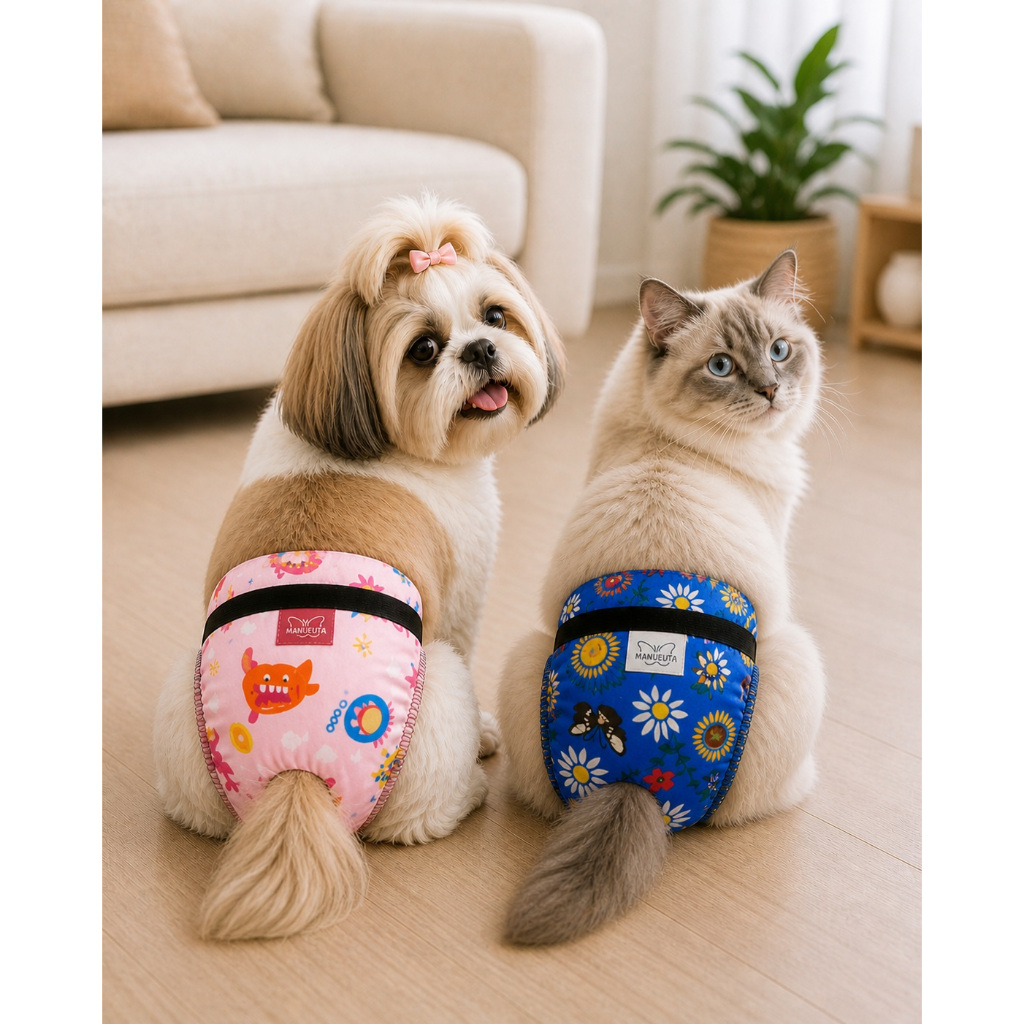 Calcinha Pet Higiênica Confortavel Cães e Gatos no Cio Roupa Cachorro Cadela