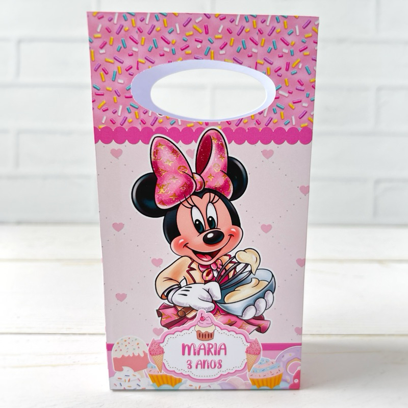 Sacolinha Surpresa Pequena Personalizada Pegue e Monte MINNIE CONFEITEIRA Festa Infantil Lembrancinha Aniversário