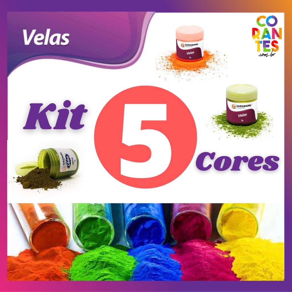 Corante Anilina para Velas/Parafina/Cera - KIT COM 5 CORES - A sua Loja Oficial de Corantes