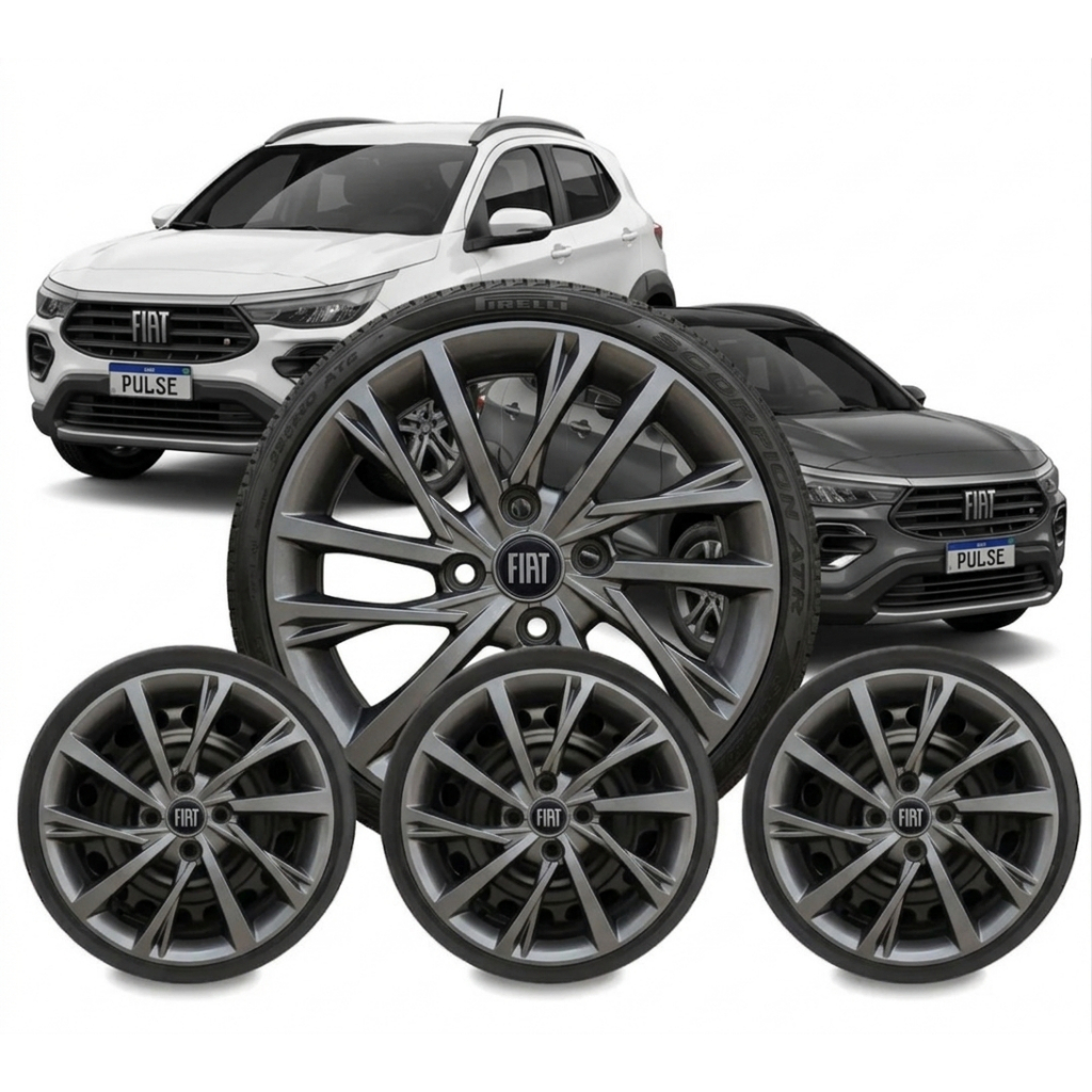 Jogo 4 Calotas Aro 15 Fiat Pulse Argo Cronos Palio Grafite