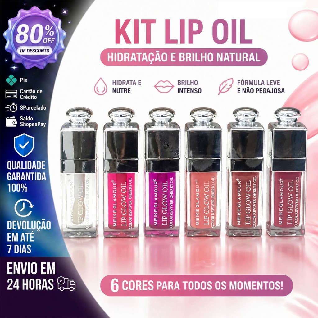 KIT Peças Kit Óleo para Lábios, Gloss Hidratante,, Hidratação e Brilho Natural L0247