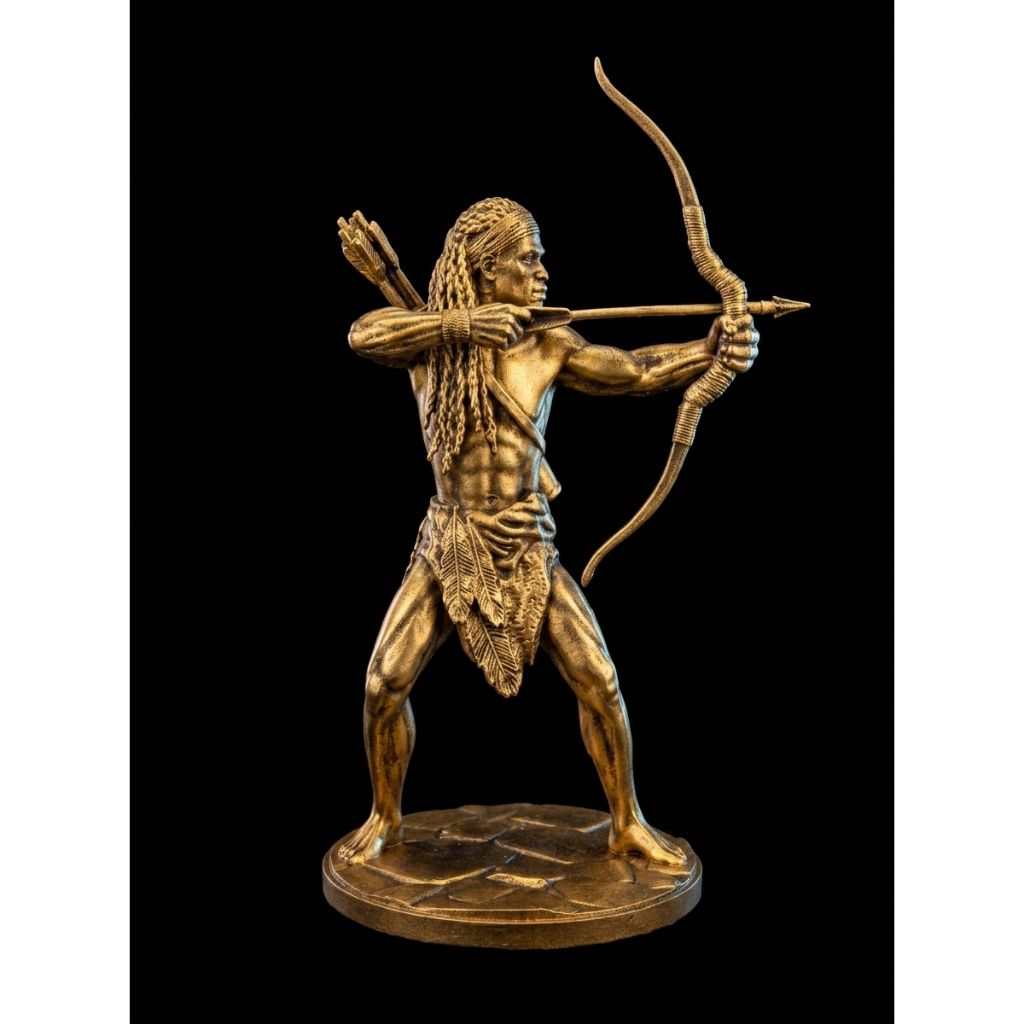 Orixá Oxóssi Umbanda Candomblé Rei de Ketu Ode Estátua 16 cm Altar Iorubá Decoração Resina 3D Luxo
