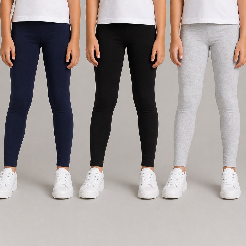 Kit 2 Leggings Infantil Menina Cotton Confortável 1 a 14 Anos Cós Elástico Inverno Meia Estação