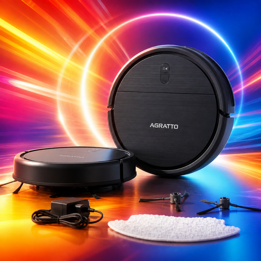 Aspirador de Pó Robô Agratto Praticci Premium Limpeza Automática Inteligente Bivolt Preto limpa esforço Água Portátil
