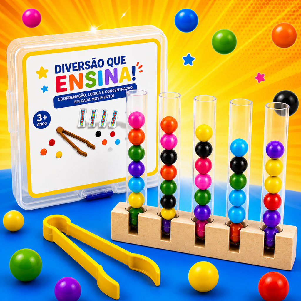 Brinquedo Tubos de Ensaio Montessori Infantil Cores e Coordenação Motora Jogo Educativo Crianças Top