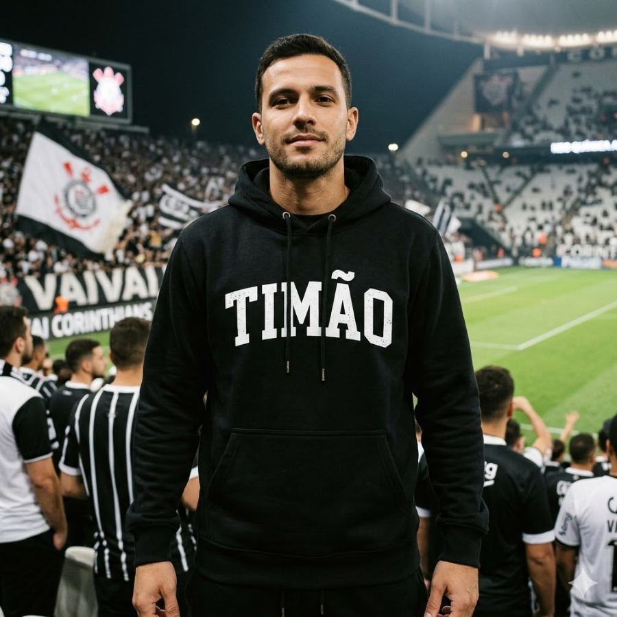 Blusa Agasalho Unissex Moletom Canguru Casaco Timão Futebol