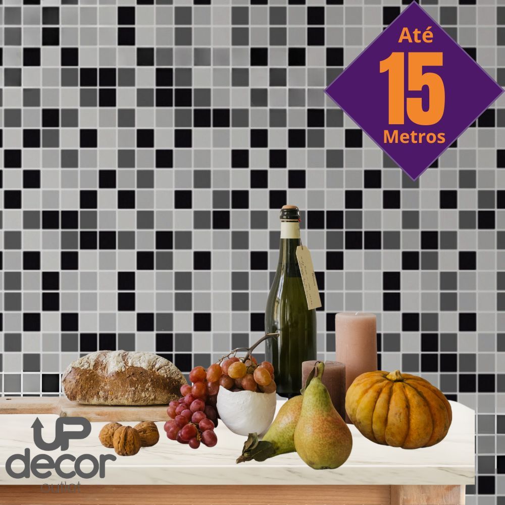 Papel de Parede 3D 5 Metros x 45cm Adesivo Autocolante Pastilha Mosaico Sala, Banheiro, Cozinha